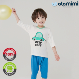 KOREA__OLOMIMI_  22SS Kids home wear_loungewear_Three_quarter sleeves Rayon_Green Car